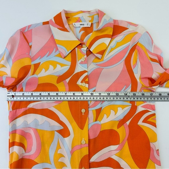 Mango mod abstract Pucci style long sleeve button down blouse Small Viscose - Picture 6 of 13